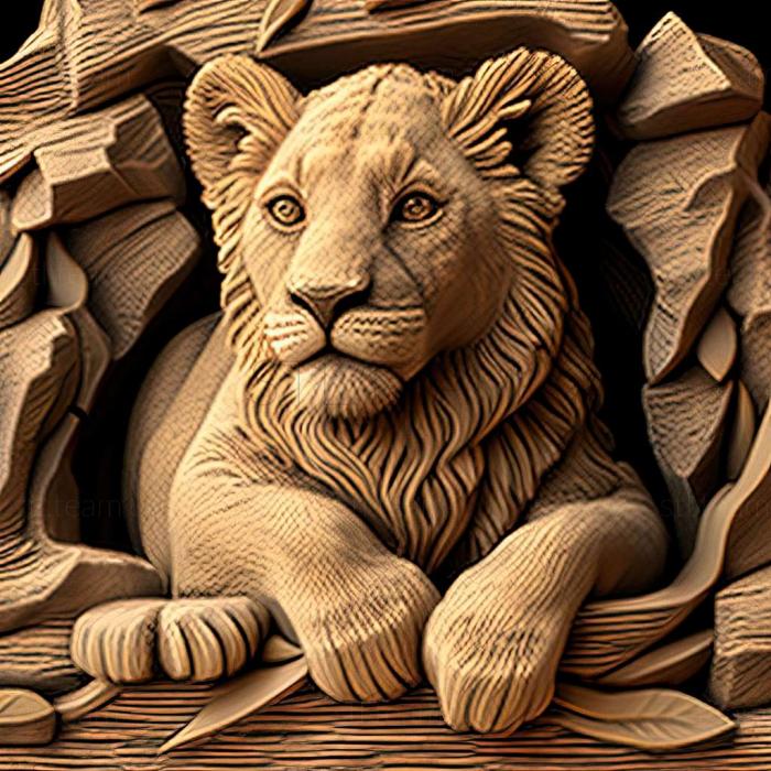 3D model Bahati lion cub famous animal (STL)